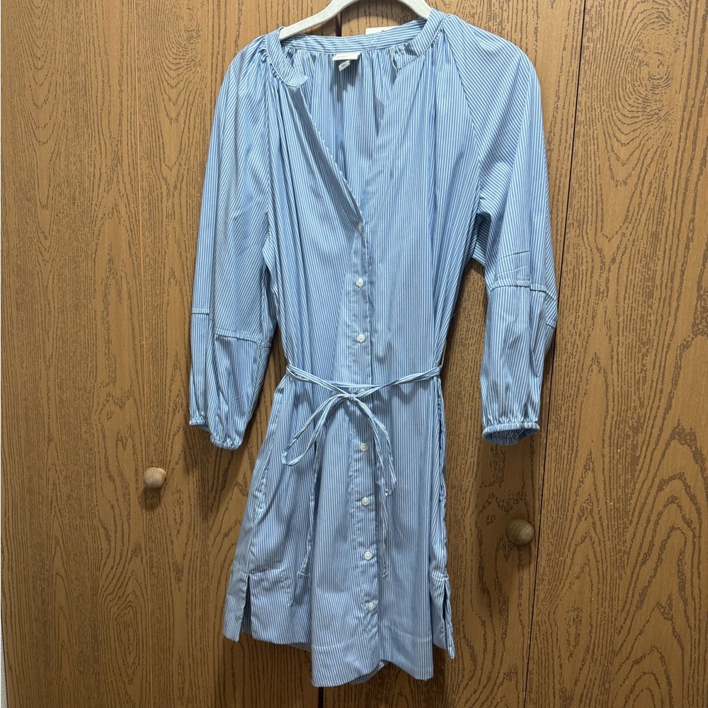 Long Sleeve Blue Striped Dress